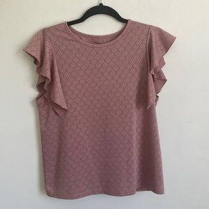SOLD Ruffle Sleeved Mauve Lace Top